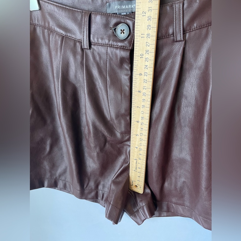 Chocolate Brown Faux Leather Shorts 8 - Picture 7 of 10